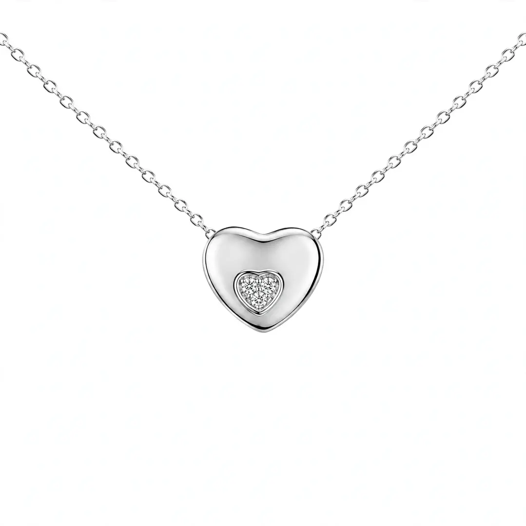 Collar corazon de Plata Rodinada Fabricación Italiana 925 modelo 7600FNSWSH1 1