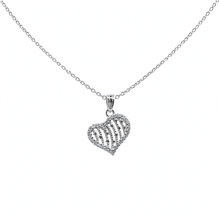 Collar corazon de Plata Rodinada Fabricación Italiana 925 modelo 14619FNSWSH1 1