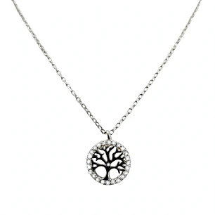 Collar Arbol de la vida Plata Rodinada Fabricación Italiana 925 modelo SAL1829