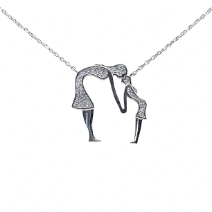 Collar Mamá e Hija Plata Rodinada Fabricación Italiana 925 modelo 10605FNSWSH1