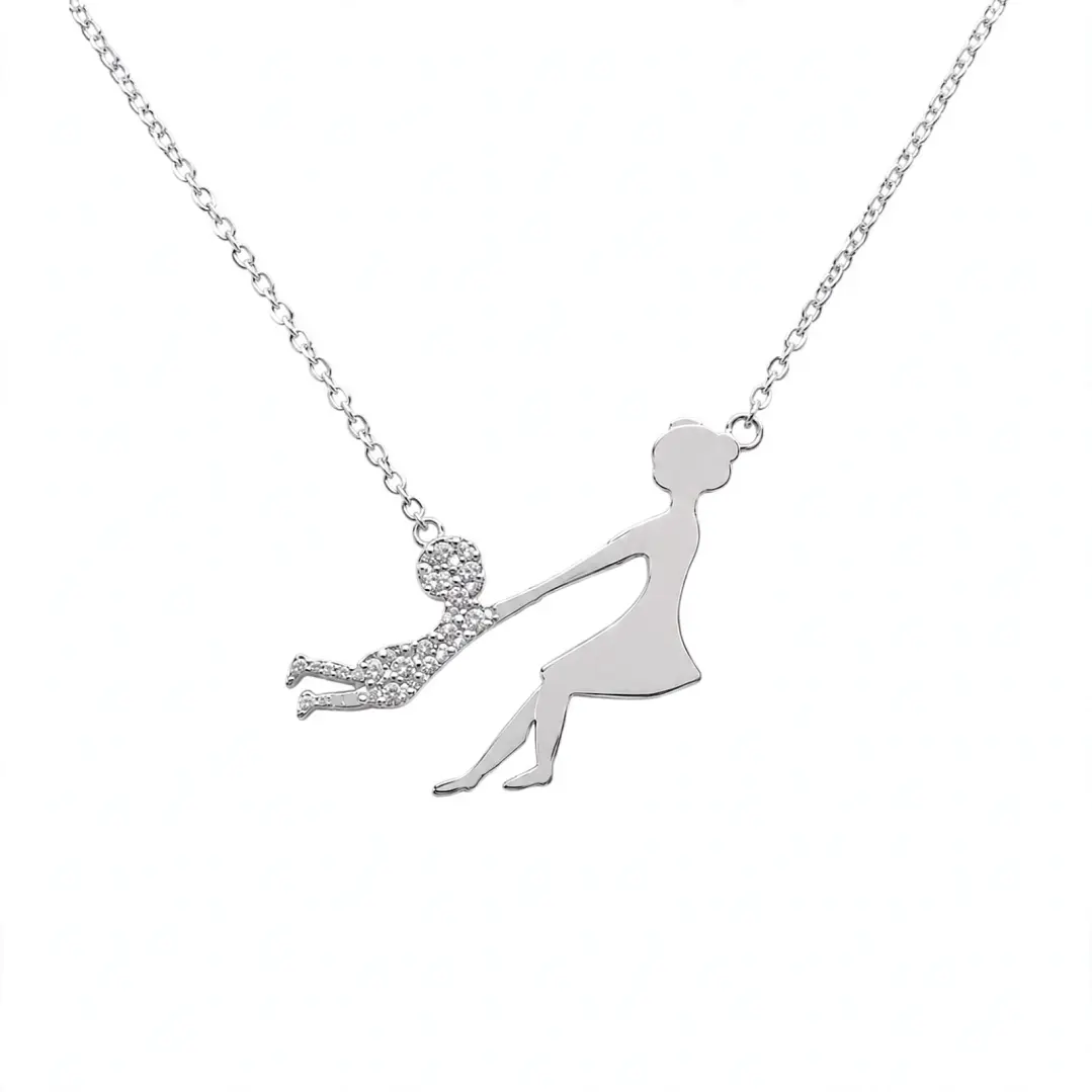Collar Mamá e hijo de Plata Rodinada Fabricación Italiana 925 modelo 4927FNSWSH1 1