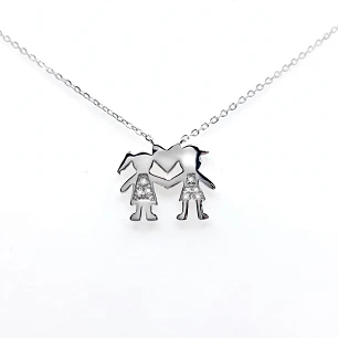 Collar Niño y Niña de Plata Rodinada Fabricación Italiana 925 modelo 10607FNSWSH1
