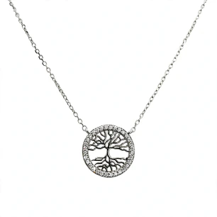 Collar arbol de la vida de Plata Rodinada Fabricación Italiana 925 modelo 2061217381007