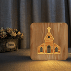 Lámpara de Escritorio de Madera USB - Iglesia 1