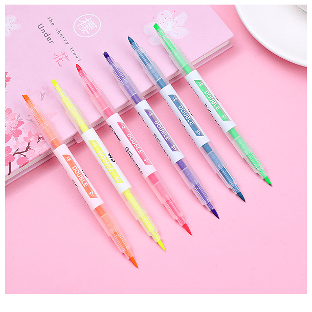 Set 6 Resaltadores Doble Punta 