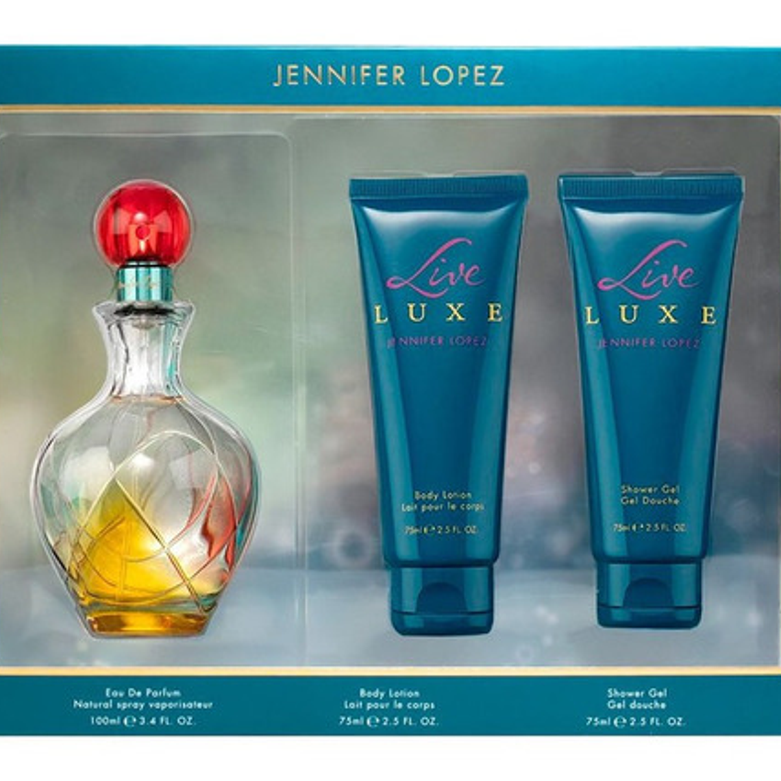 Estuche Live Luxe de Jennifer Lopez 3 pcs Edp 100 ml + gel de ducha + crema 1