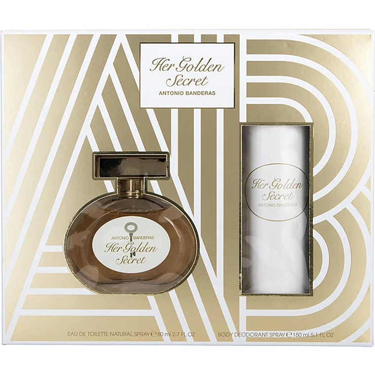 Estuche 2 pcs Her Golden Secret de Antonio Banderas Edt 80 ml + desodorante 1
