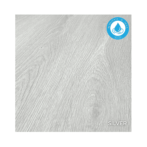 Piso Flotante Resistente al Agua 8 mm SILVER 122 cm x 20 cm 2.44 m2 2