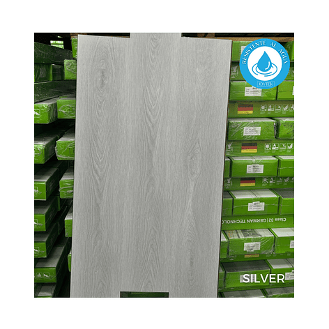 Piso Flotante Resistente al Agua 8 mm SILVER 122 cm x 20 cm 2.44 m2 4