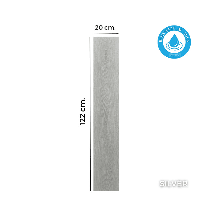 Piso Flotante Resistente al Agua 8 mm SILVER 122 cm x 20 cm 2.44 m2 5