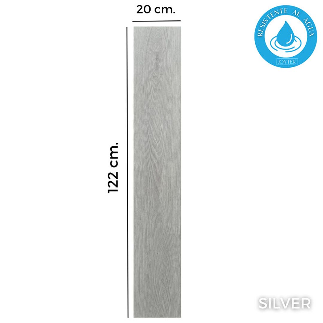 Piso Flotante Resistente al Agua 8 mm SILVER 122 cm x 20 cm 2.44 m2 5