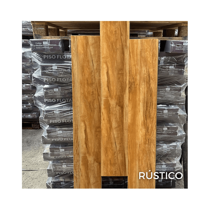 Piso Flotante 8 mm RUSTICO 122 cm x 20 cm 2.44 m2 (1 Caja 10 Uni) 2