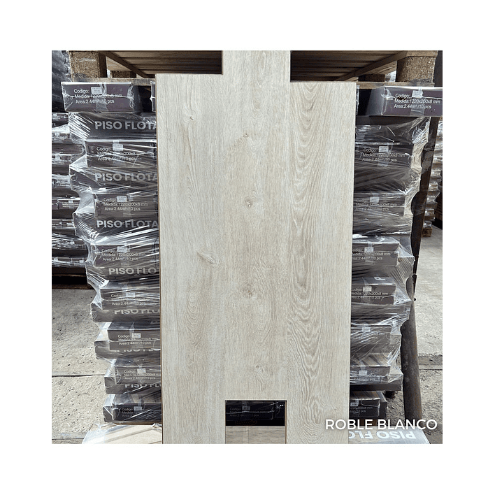 Piso Flotante 8 mm ROBLE BLANCO 122 cm x 20 cm 2.44 m2 (1 Caja 10 Uni) 2