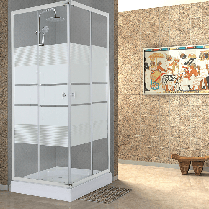 Shower 80x80 cm 5mm Mampara Recto Blanco 5