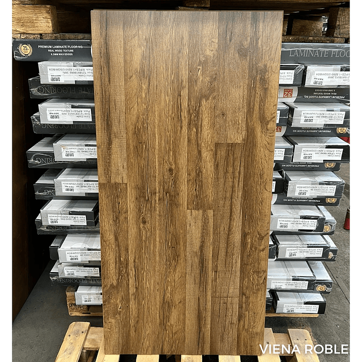 Piso Flotante PREMIUM Resistente al Agua 8 mm VIENA ROBLE  122 cm x 20 cm  1.92 m2 (1 Caja 8 Uni) 4