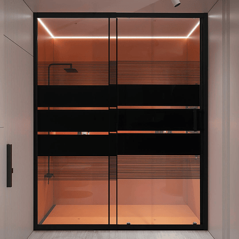 Mampara con Diseño Negra ajustable 120-135x185cm 5mm 1