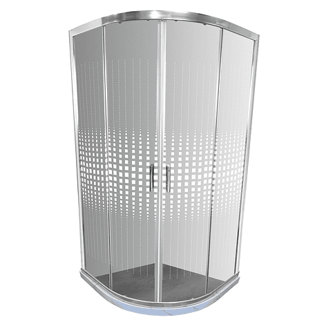 Shower Door Curvo Barra a Piso Blanco Mármol Transparente 90x90x185 cm 1