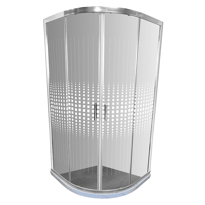 Shower Door Curvo Barra a Piso Blanco Mármol Transparente 90x90x185 cm 1