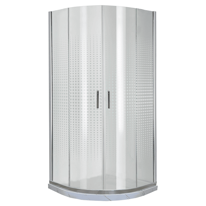 Shower Door Curvo Barra a Piso Blanco Mármol Transparente 90x90x185 cm 2