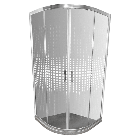 Shower Door Curvo Barra a Piso Travertino Transparente 90x90x185 cm 1