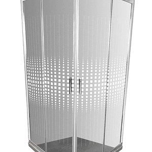 Shower Door Curvo Barra a Piso Travertino Transparente 90x90x185 cm