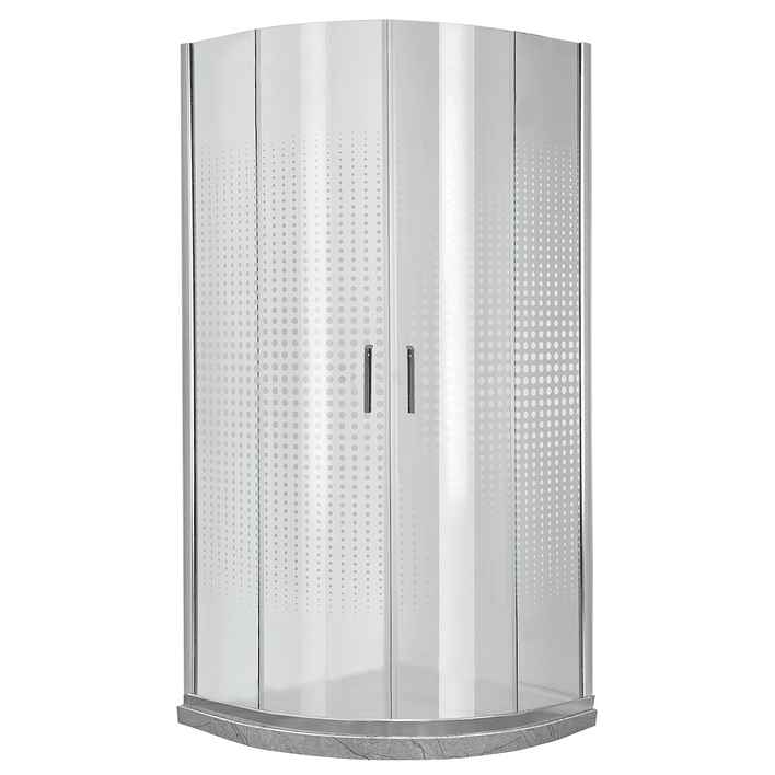 Shower Door Curvo Barra a Piso Travertino Transparente 90x90x185 cm 2