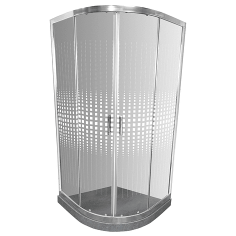 Shower Door Curvo Barra a Piso Gris Mármol Transparente 90x90x185 cm 1