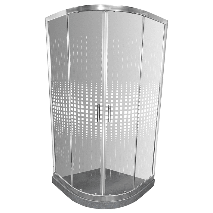 Shower Door Curvo Barra a Piso Gris Mármol Transparente 90x90x185 cm 1