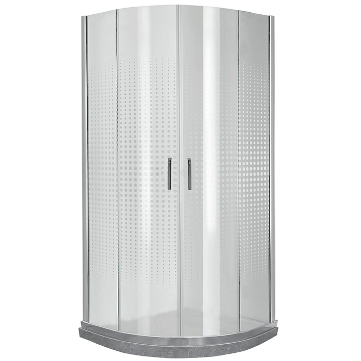 Shower Door Curvo Barra a Piso Gris Mármol Transparente 90x90x185 cm 2