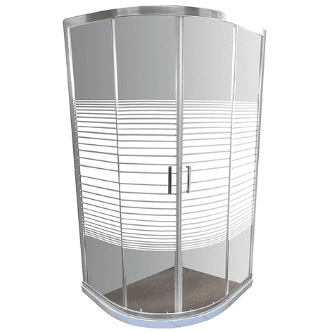 Shower Door Curvo Barra a Piso Blanco Mármol Líneas Rectas 90x90x185 cm 1