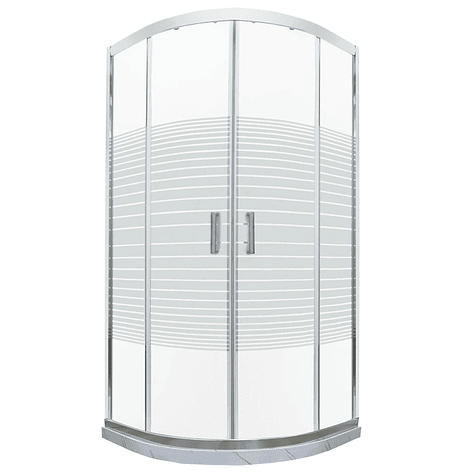 Shower Door Curvo Barra a Piso Blanco Mármol Líneas Rectas 90x90x185 cm 2