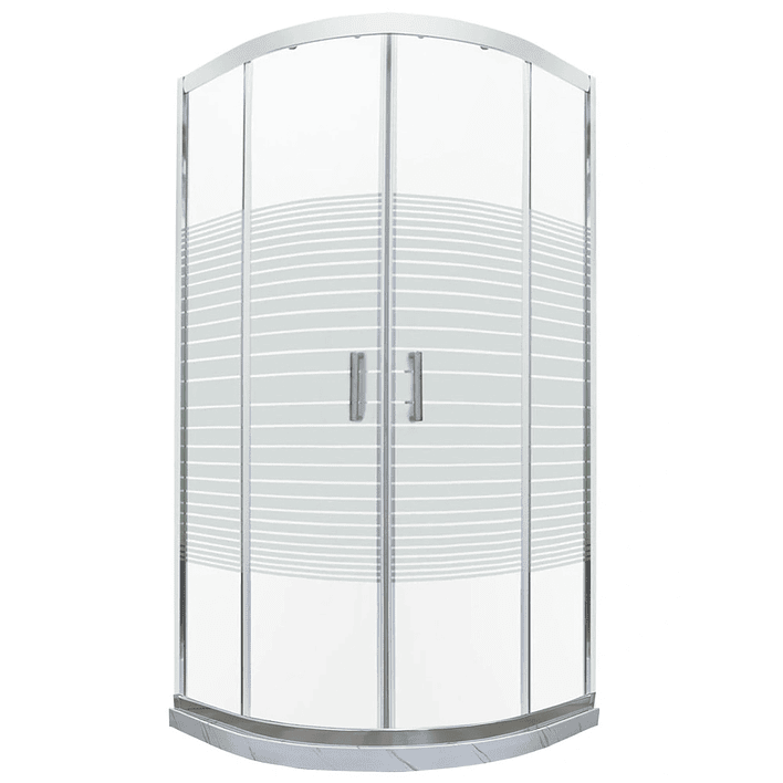 Shower Door Curvo Barra a Piso Blanco Mármol Líneas Rectas 90x90x185 cm 2