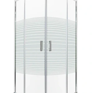 Shower Door Curvo Barra a Piso Blanco Mármol Líneas Rectas 90x90x185 cm