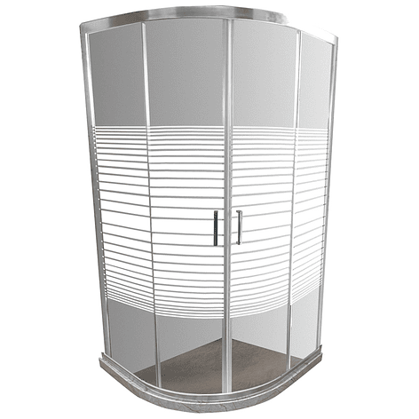 Shower Door Curvo Barra a Piso Travertino Líneas Rectas 90x90x185 cm 1