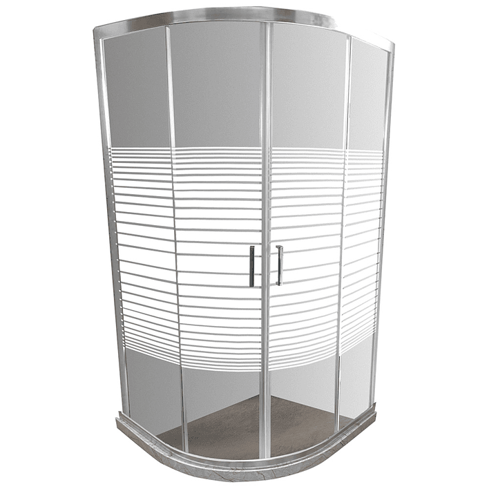 Shower Door Curvo Barra a Piso Travertino Líneas Rectas 90x90x185 cm 1