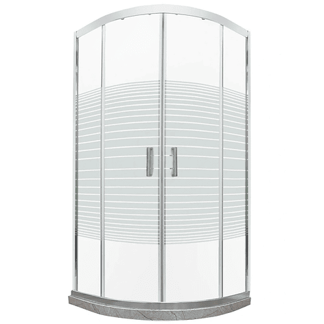 Shower Door Curvo Barra a Piso Travertino Líneas Rectas 90x90x185 cm 2