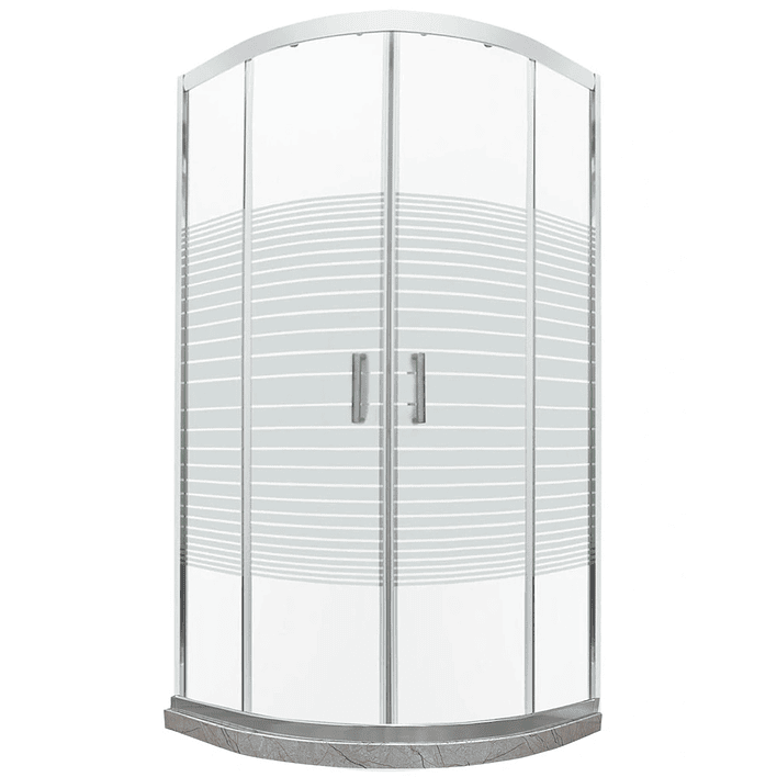 Shower Door Curvo Barra a Piso Travertino Líneas Rectas 90x90x185 cm 2