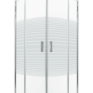 Shower Door Curvo Barra a Piso Travertino Líneas Rectas 90x90x185 cm