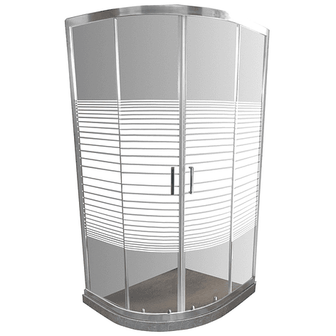 Shower Door Curvo Barra a Piso Gris Mármol Líneas Rectas 90x90x185 cm 1