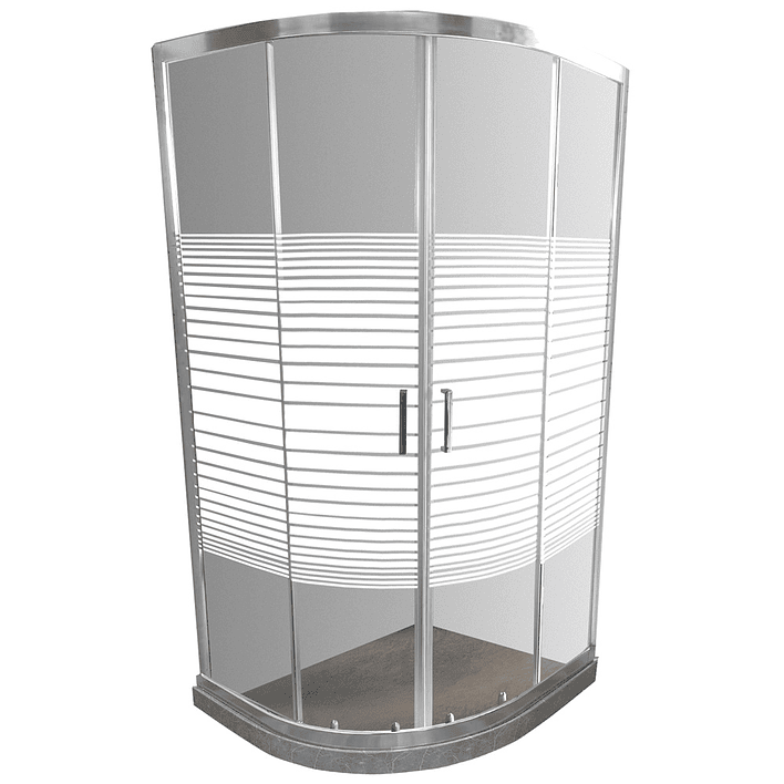 Shower Door Curvo Barra a Piso Gris Mármol Líneas Rectas 90x90x185 cm 1