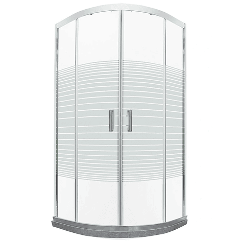 Shower Door Curvo Barra a Piso Gris Mármol Líneas Rectas 90x90x185 cm 2