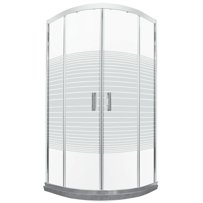 Shower Door Curvo Barra a Piso Gris Mármol Líneas Rectas 90x90x185 cm 2