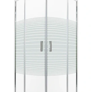 Shower Door Curvo Barra a Piso Gris Mármol Líneas Rectas 90x90x185 cm