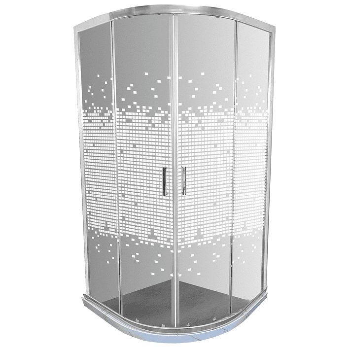 Shower Door Curvo Barra a Piso Blanco Mármol Mosaico Blanco 90x90x185 cm 1