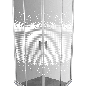 Shower Door Curvo Barra a Piso Blanco Mármol Mosaico Blanco 90x90x185 cm