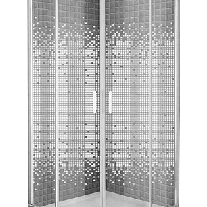 Shower Door Curvo Barra a Piso Blanco Mármol Mosaico Blanco 90x90x185 cm