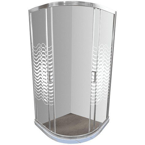 Shower Door Curvo Barra a Piso Blanco Mármol Líneas Curvas 90x90x185 cm 2