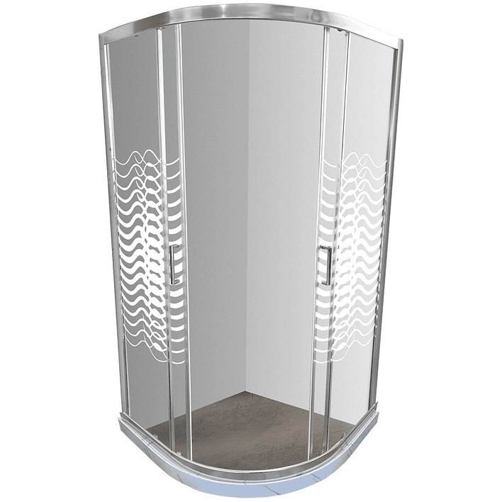 Shower Door Curvo Barra a Piso Blanco Mármol Líneas Curvas 90x90x185 cm 2