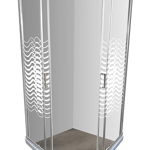 Shower Door Curvo Barra a Piso Blanco Mármol Líneas Curvas 90x90x185 cm