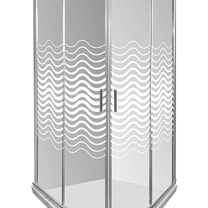 Shower Door Curvo Barra a Piso Blanco Mármol Líneas Curvas 90x90x185 cm